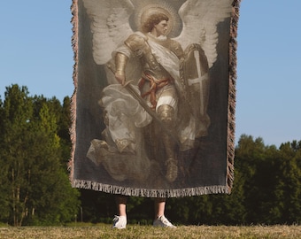 Valor – Woven Blanket | Archangel Michael Tapestry-Style Home Décor | Sacred Art Textile