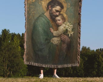 Providence – Woven Blanket | St Joseph Tapestry-Style Home Décor | Sacred Art Textile
