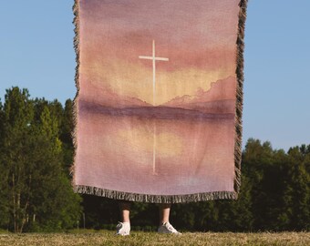 Aurora Crucis – Woven Blanket | Tapestry-Style Home Decor | Sacred Textile Art