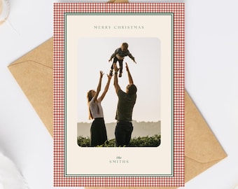Vintage Gingham Christmas Card