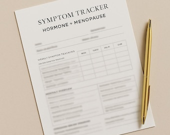 Symptom Tracker Hormone+ Menopauze: wekelijks symptoomlogboek | Afdrukbare pdf- en canvassjabloon | NP Essentials Studio