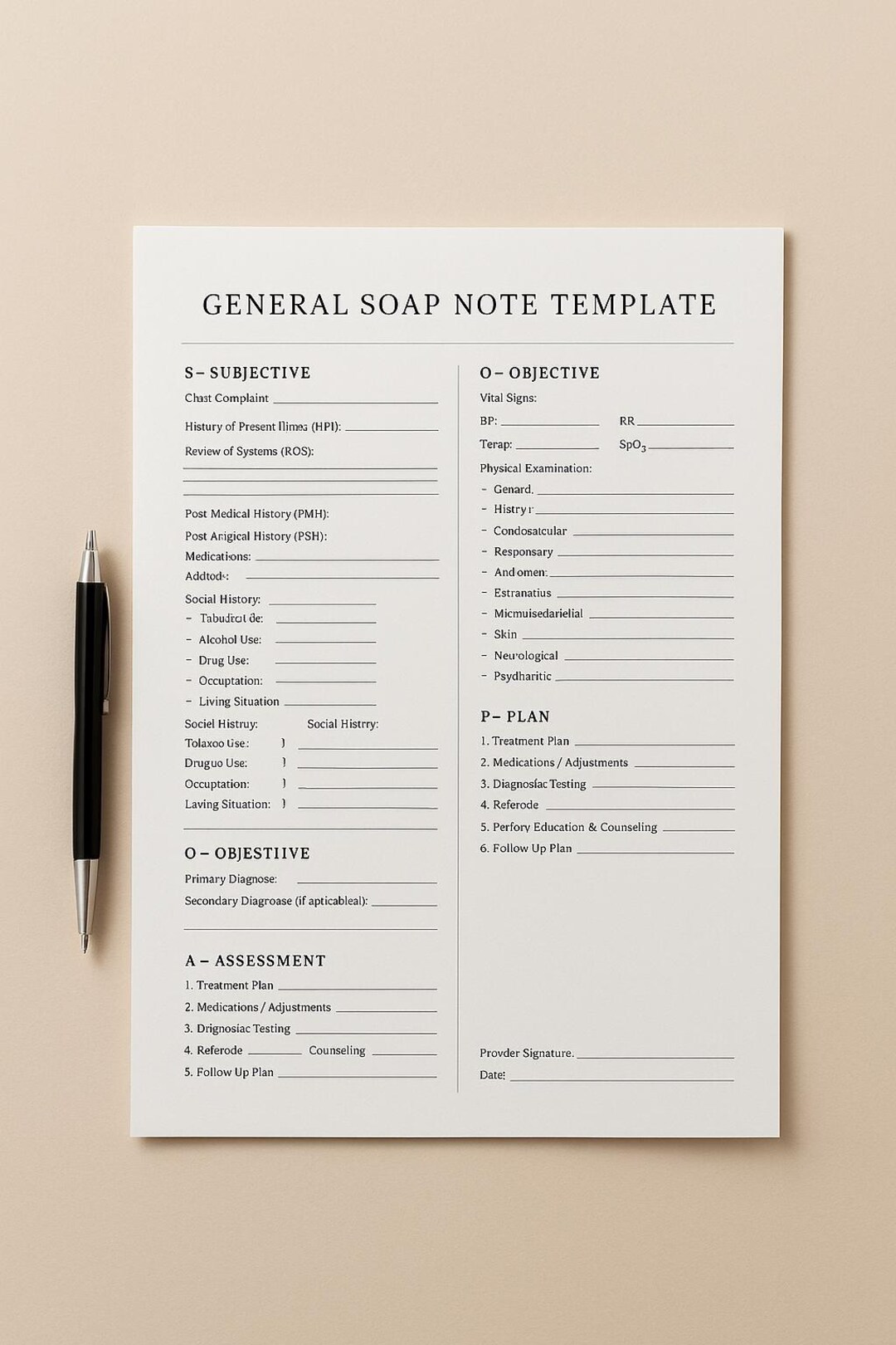 SOAP Note Template | Nurse Practitioner Medical Form (digital Download ...