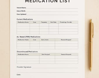 Afdrukbare medicatielijst | Supplementtracker (bewerkbare pdf)