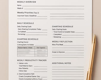 Wekelijkse NP-planner + grafiekschema: bewerkbare digitale sjabloon