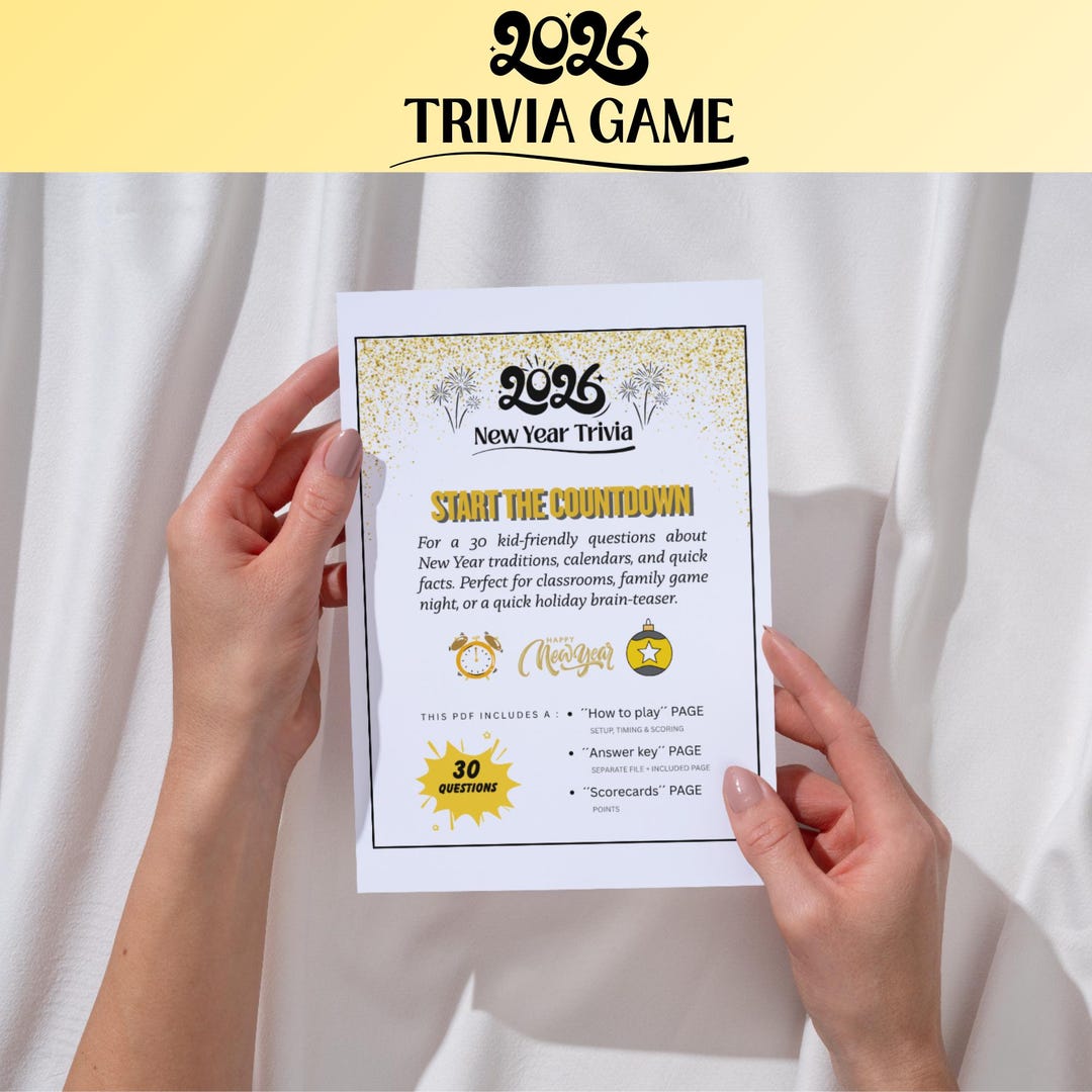 Trivia Qy Printable New Year Quiz | New Year Party Game | Trivia Game for Family ...