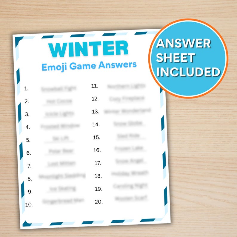 Winter Emoji Game Printable | Emoji Quiz Game, Family & Kids Party Game ...