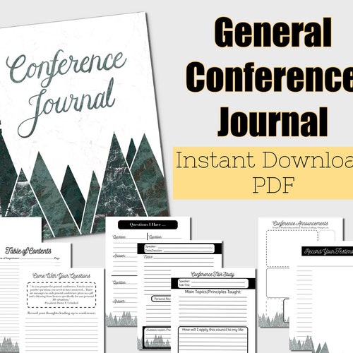 LDS General Conference Journal Printable Instant Download Etsy