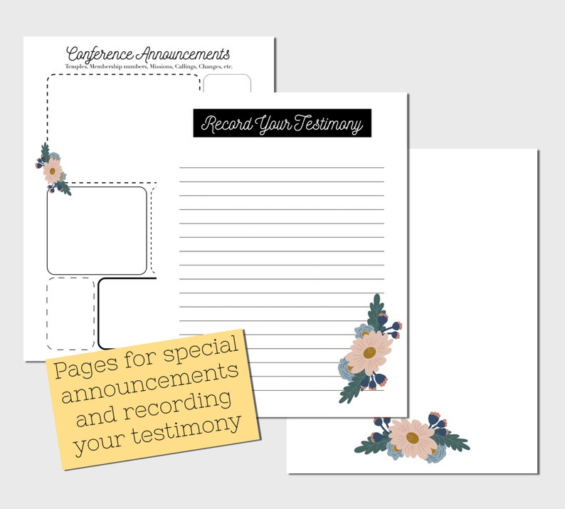 LDS General Conference Journal Printable Instant Download Conference Notes Etsy