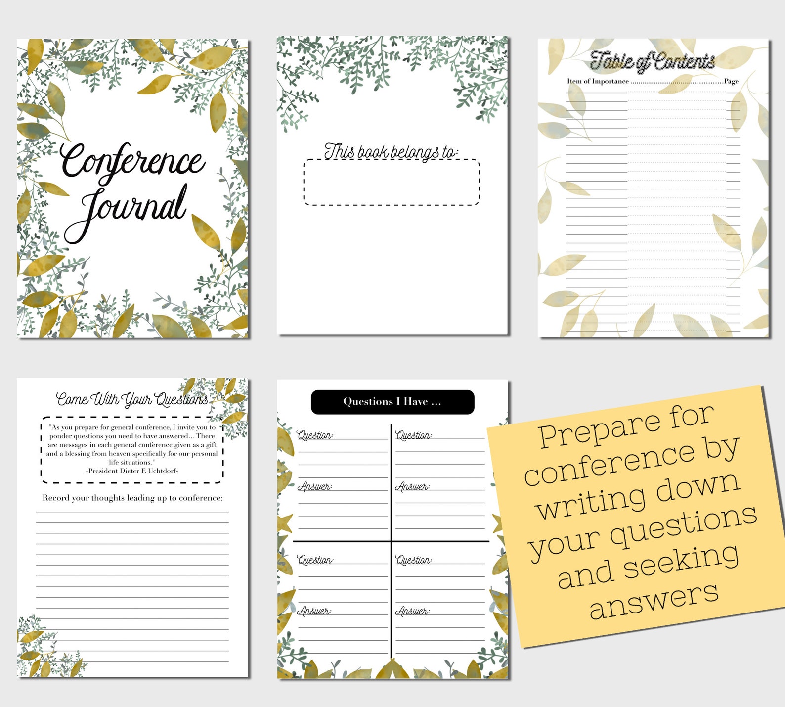 LDS General Conference Journal Printable Instant Download Etsy