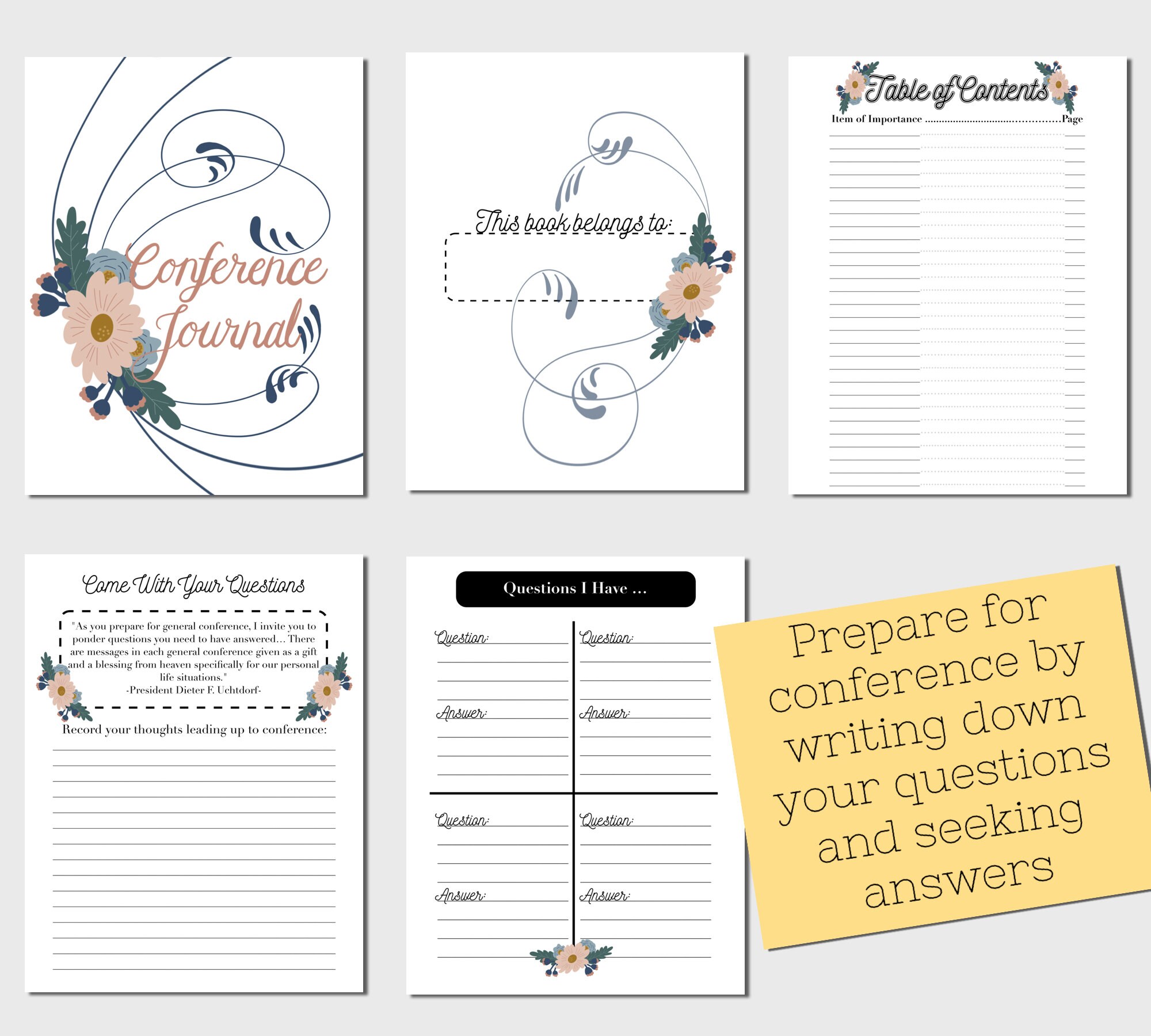 LDS General Conference Journal Printable Instant Download Conference