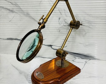 Vintage Brass Desk Magnifier: Kelvin & Hughes London Marine Magnifying Glass