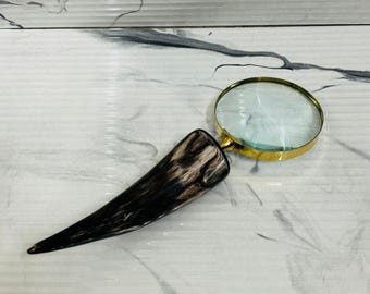 Handmade Brass Magnifying Glass With Horn Handle