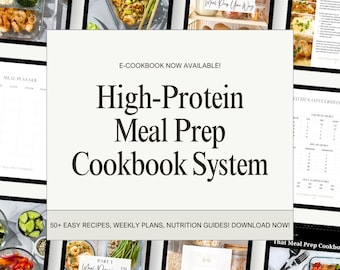 High Protein Meal Prep Cookbook | 50+ Recipes | Weekly Meal Plans & Grocery Guides (Digital Download)