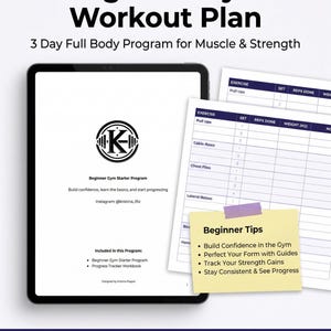 Programma di allenamento in palestra per principianti in PDF – Programma completo di 3 giorni per muscoli e forza + strumento di monitoraggio dei progressi