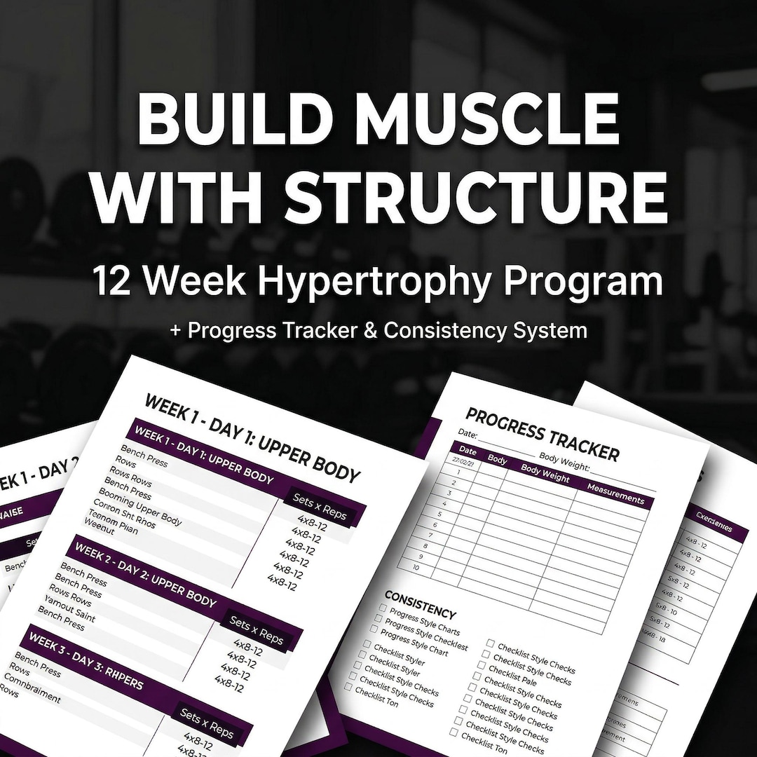 Hypertrophy Workout Plan PDF – 12 Week Muscle Growth Program + Tracker ...