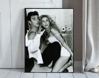 Póster de fotografía de moda retro con arte de pared de pareja en blanco y negro vintage