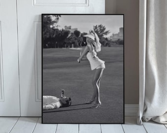 Fotografía de golf vintage para parejas, arte de pared en blanco y negro, póster deportivo retro impreso
