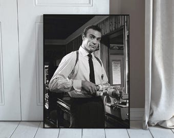 Impresión de póster de cine clásico en blanco y negro con retrato de caballero vintage