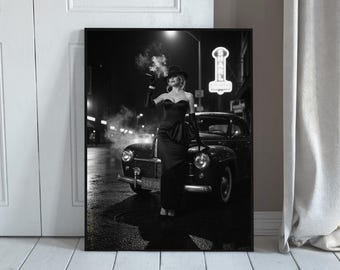 Arte mural de moda vintage noir, fotografía editorial de lujo en blanco y negro, dinero antiguo