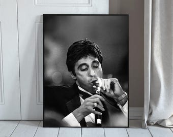Póster imprimible de película estilo mafia vintage, arte de pared en blanco y negro inspirado en la decoración.