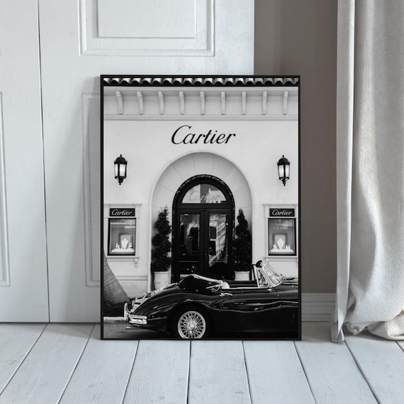 白黒写真 1955年 カルティエ Retro Cartier Storefront Wall Art Black White Luxury Vintage Paris