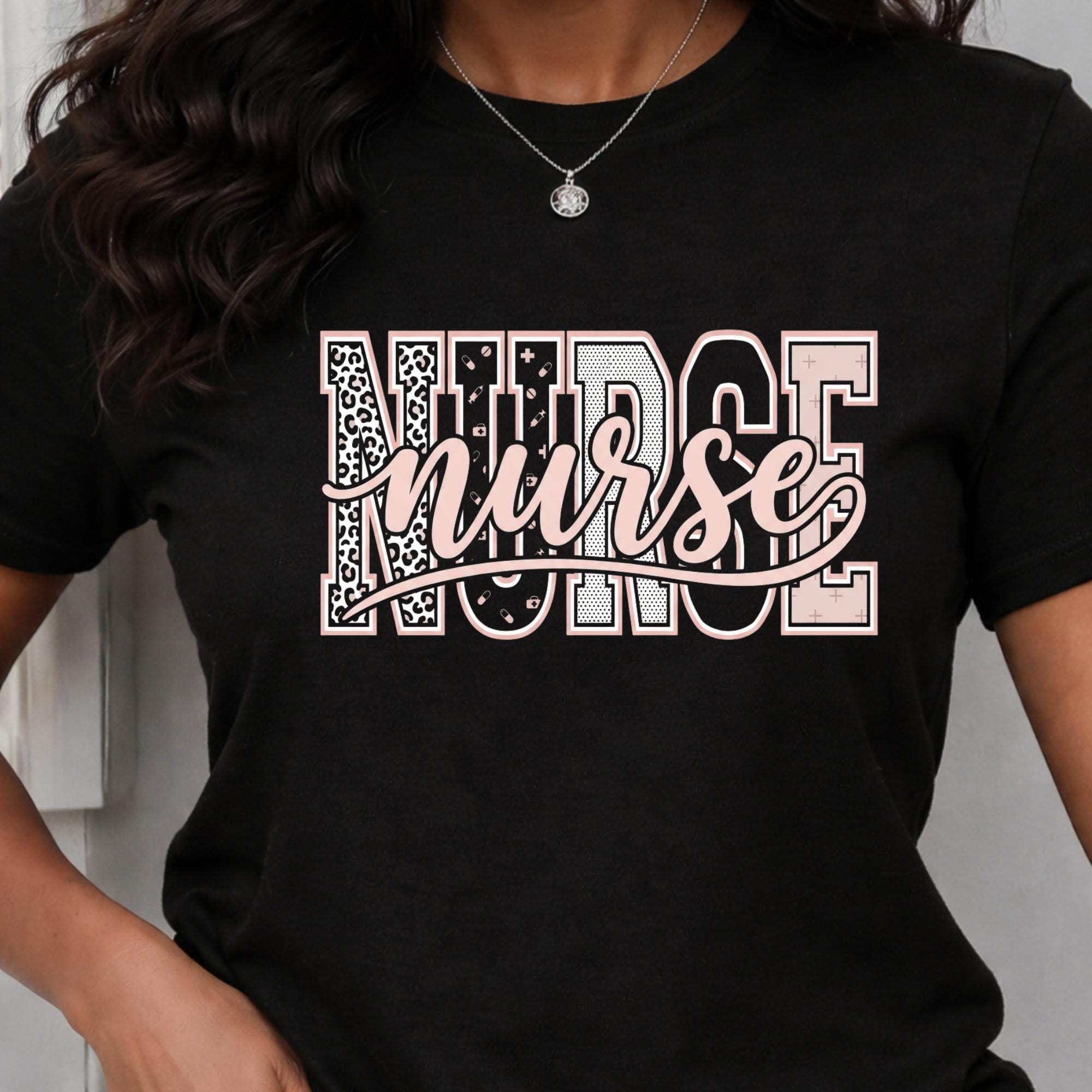 Leopard Nurse PNG: Patterned Letters Script Nurse Overlay Medical ...