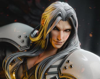 Silver-Haired Winged Warrior | 3D Resin Print Figure | Collectible Unpainted Statue | Game Character Model Kit