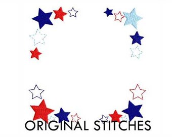 Stars Font Frame Machine Embroidery Design File 4x4 5x7 6x10 7x11