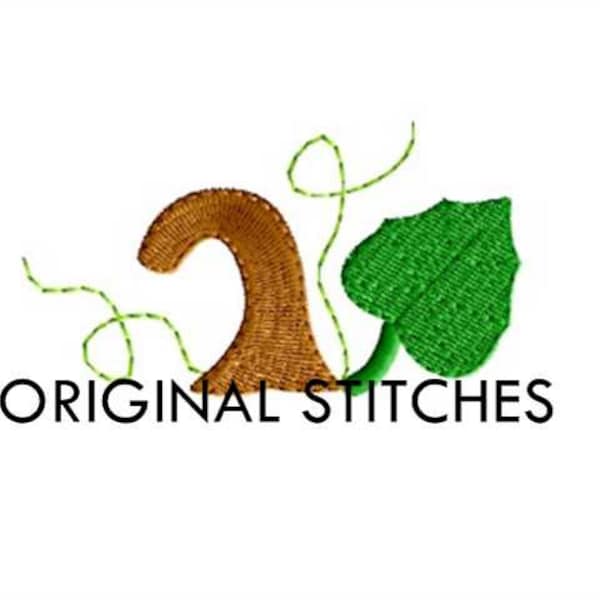 Pumpkin Stem and Leaf Monogram Dressing Mini Machine Embroidery Digital Design File