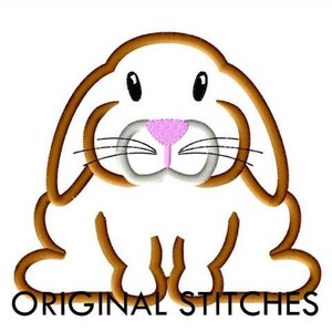 Lop Eared Easter Bunny Applique and Machine Embroidery Digital Design File 4x4 5x7 6x10 8x8 image 1