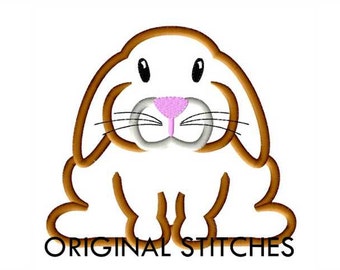 Lop Eared Easter Bunny Applique and Machine Embroidery Digital Design File 4x4 5x7 6x10 8x8