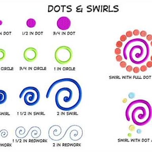 Dots and Swirls Add On Mini Machine Embroidery Digital Design File