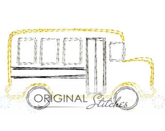 Quick Stitch School Bus Applique and Machine Embroidery Design File 4x4 5x7 8x8 6x10