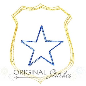 Quick Stitch Police Badge Machine Embroidery Digital Design File  4x4 5x7 6x10 8x8