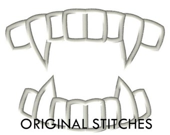 Vampire Teeth Fangs Applique and Embroidery Design File 4x4 5x7 6x10