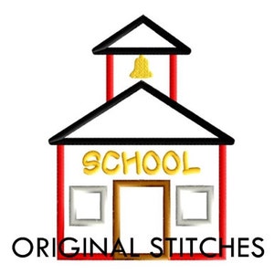 Schoolhouse Applique and Machine Embroidery Design File 4x4 5x7 6x10