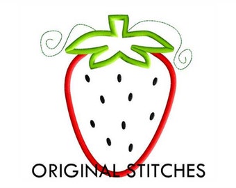 Strawberry Applique and Embroidery Digital Design File 5 Sizes with Bonus Add-On