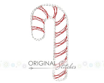 Quick Stitch Christmas Candy Cane Embroidery Digital Design File  4 inch, 5 inch, 6 inch, 7 inch, 8 inch