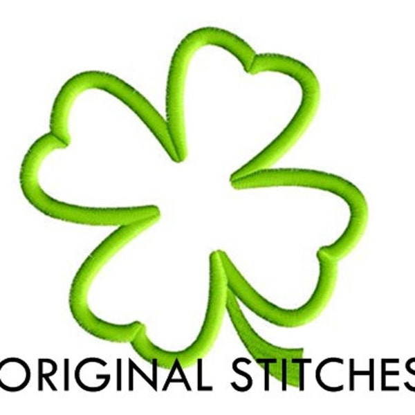 St Patrick's Day Four Leaf Clover Applique and Machine Embroidery Digital Design File 4x4 5x7 6x10 7x11 8x12