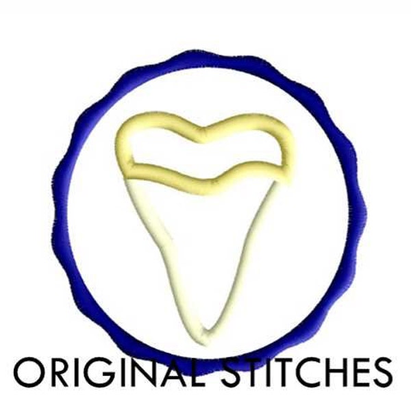 Shark Tooth Patch Applique and Machine Embroidery Digital Design File 4x4 5x7 6x10 7x11