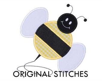 Bumblebee Applique and Machine Embroidery Design File 4x4 5x7 6x10