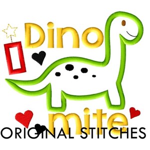 Dino Mite Applique and Machine Embroidery Digital Design File 4x4 5x7 ...