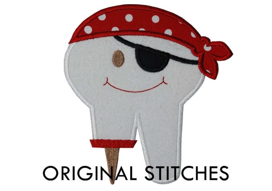Pirate Tooth Applique and Machine Embroidery Digital Design - Etsy