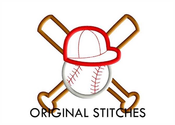 Baseball Bat Applique 5 Sizes Embroidery Digital Design File 4x4 5x7 6x10 7x11 8x12