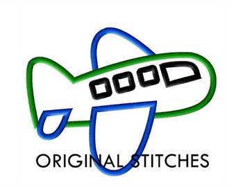 Airplane Applique and Embroidery Digitized Digital Design File 4x4 5x7 6x10