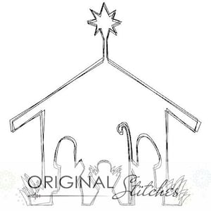 Quick Stitch Layered Nativity Embroidery Digital Design File  4x4 5x5 6x6 7x7 8x8