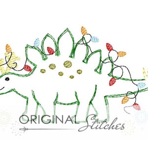 Quick Stitch Reindeer Stegosaurus Christmas Applique and Embroidery Digital Design File  4x4 5x7 6x10 8x12