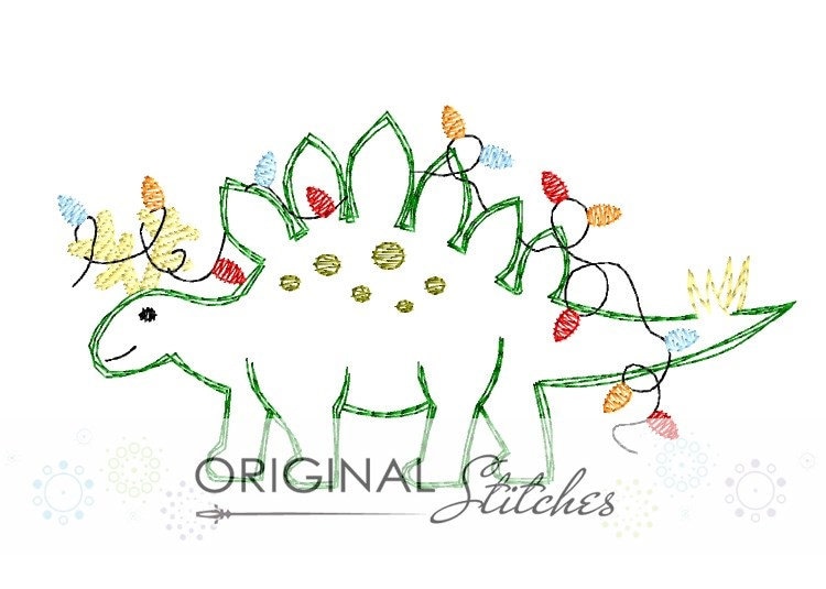 Quick Stitch Reindeer Stegosaurus Christmas Applique and Embroidery D…