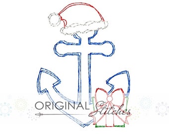 Quick Stitch Santa Anchor Machine Embroidery Design File 4x4 5x7 6x10 8x8 8x12