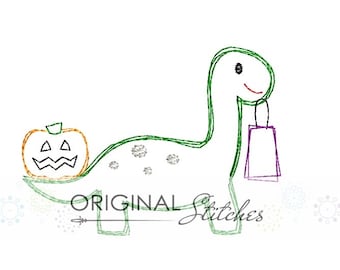 Quick Stitch Halloween Dinosaur Embroidery Digital Design File  4x4 5x7 & 6x10